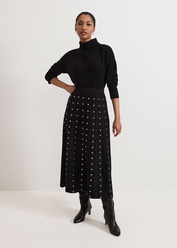 Phase Eight Emilia Eyelet Skirts Black USA | 5806293-QP